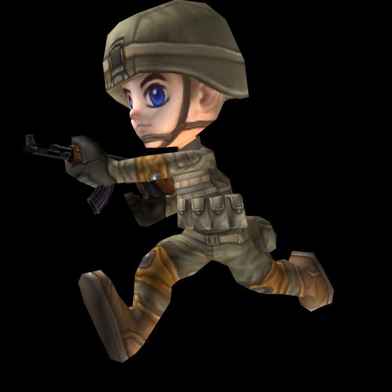 Animated Chibi Cartoon Soldiers Low-poly 3D model_11