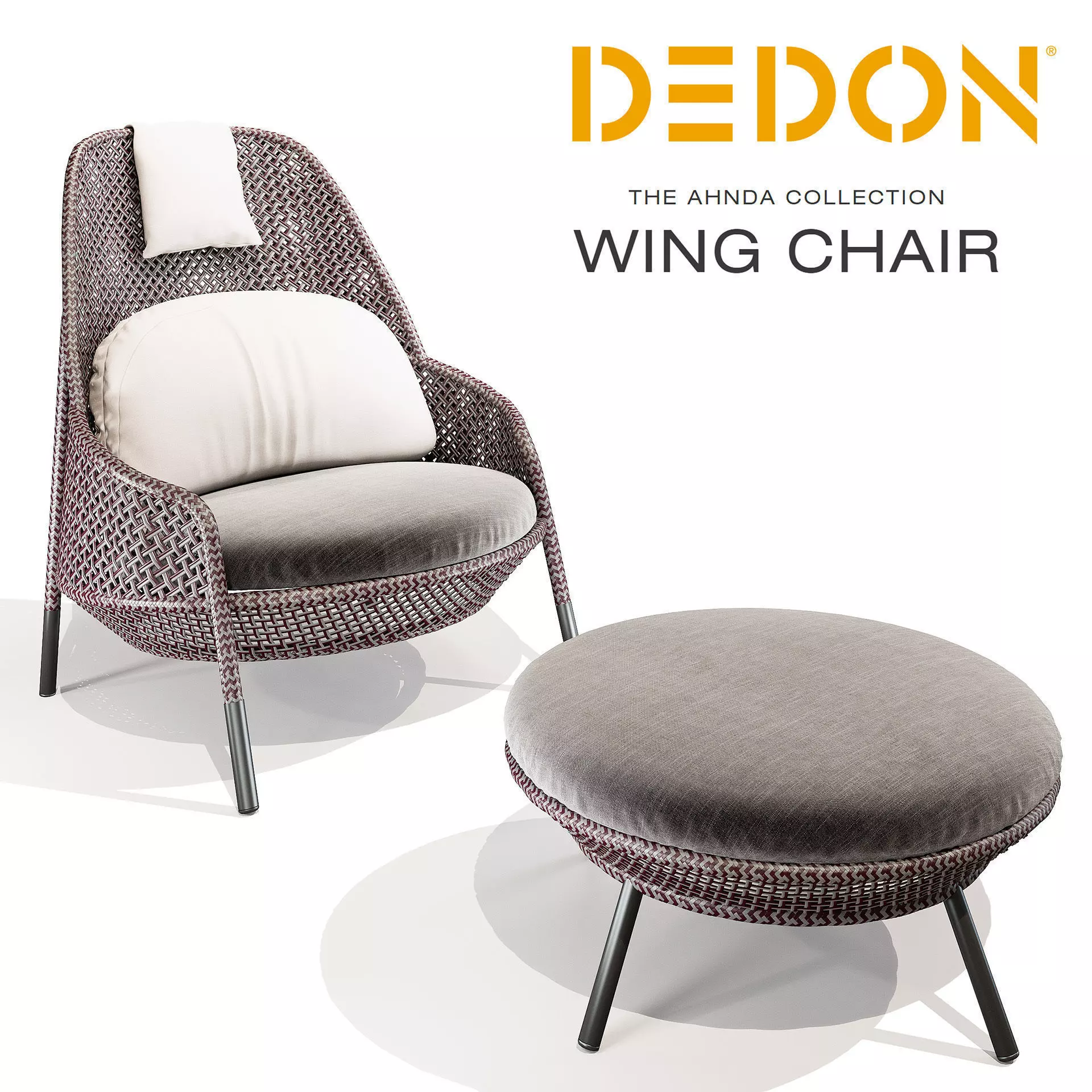 DEDON AHNDA Wing Chair and Footstool 3D model