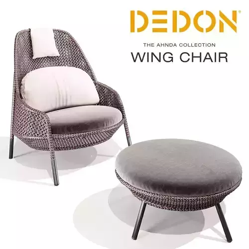 DEDON AHNDA Wing Chair and Footstool 3D model