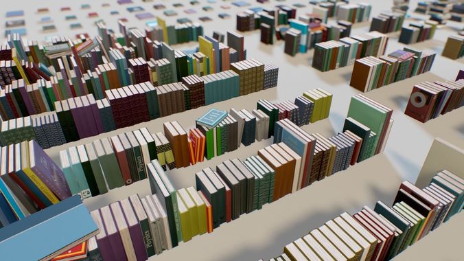 PBR Books Set Low-poly 3D model