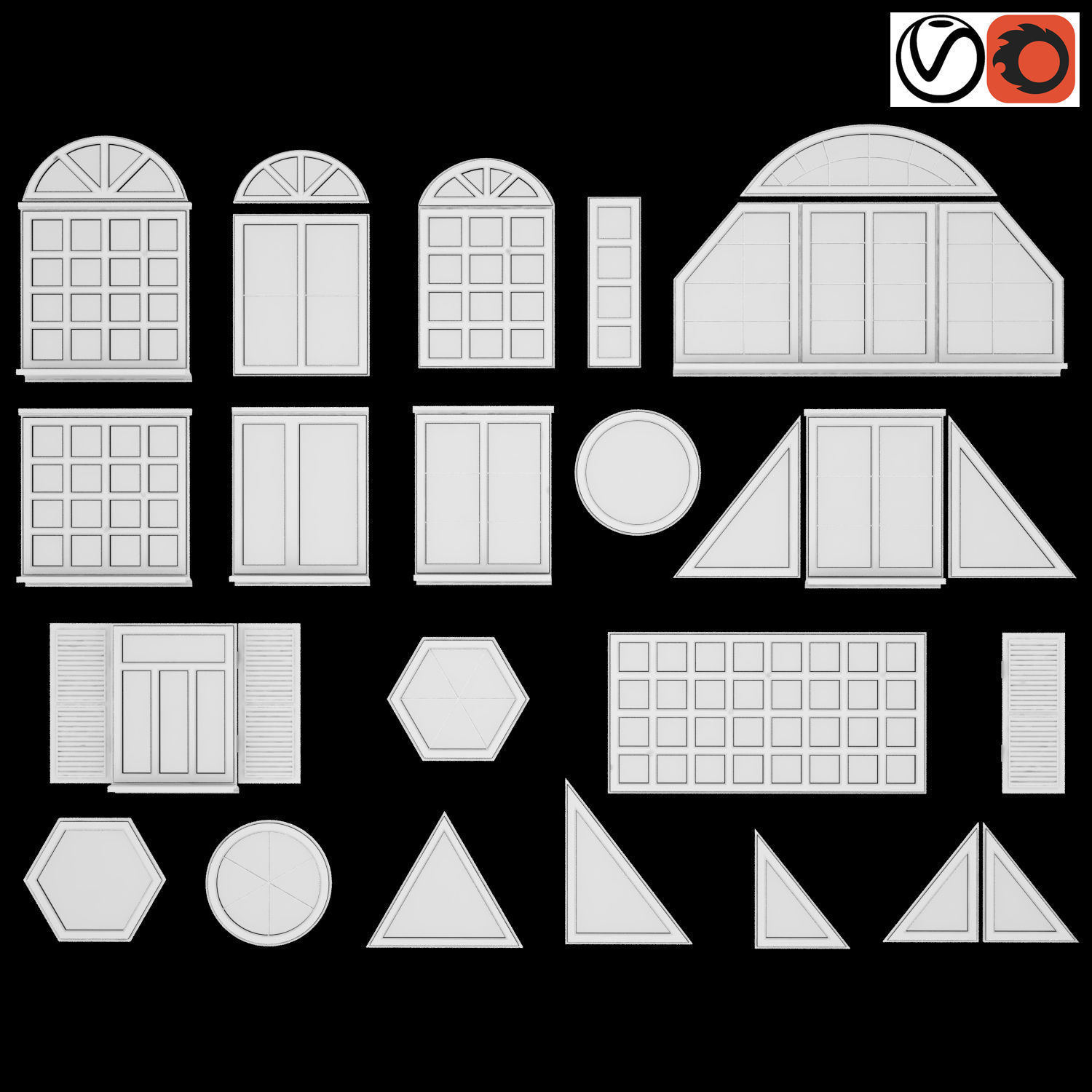 set of windows 3D model_4