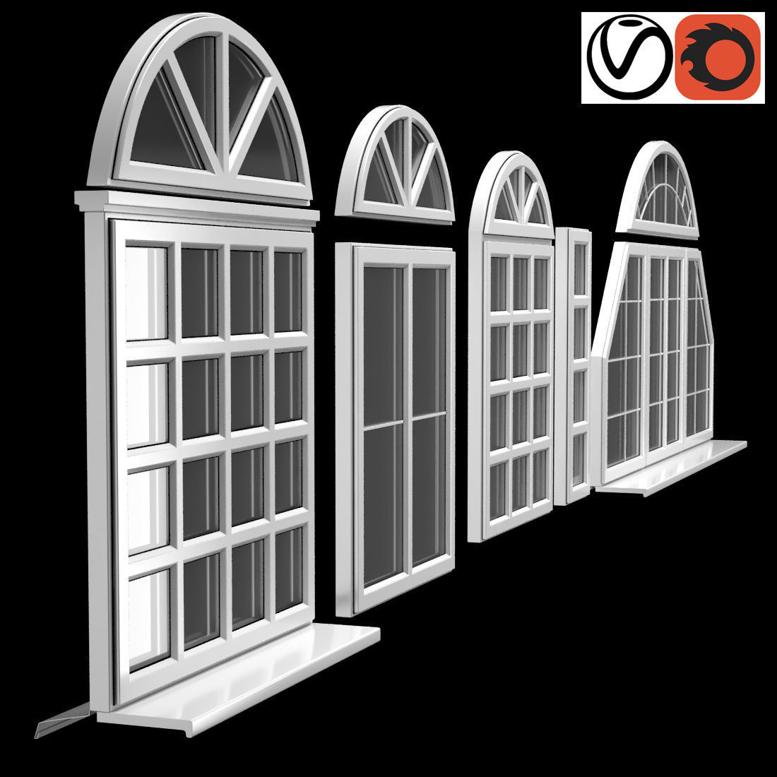 set of windows 3D model_1
