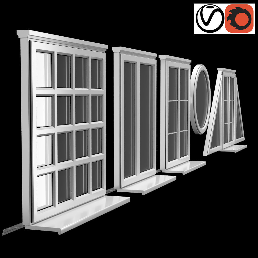 set of windows 3D model_2