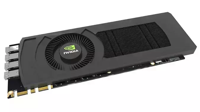 Graphic Card Nvidia detailed PCB PCI-E Display Port 3D model