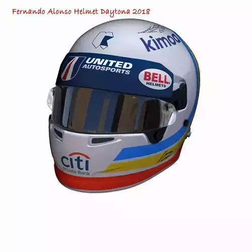 Alonso helmet Daytona 2018 Low-poly 3D model