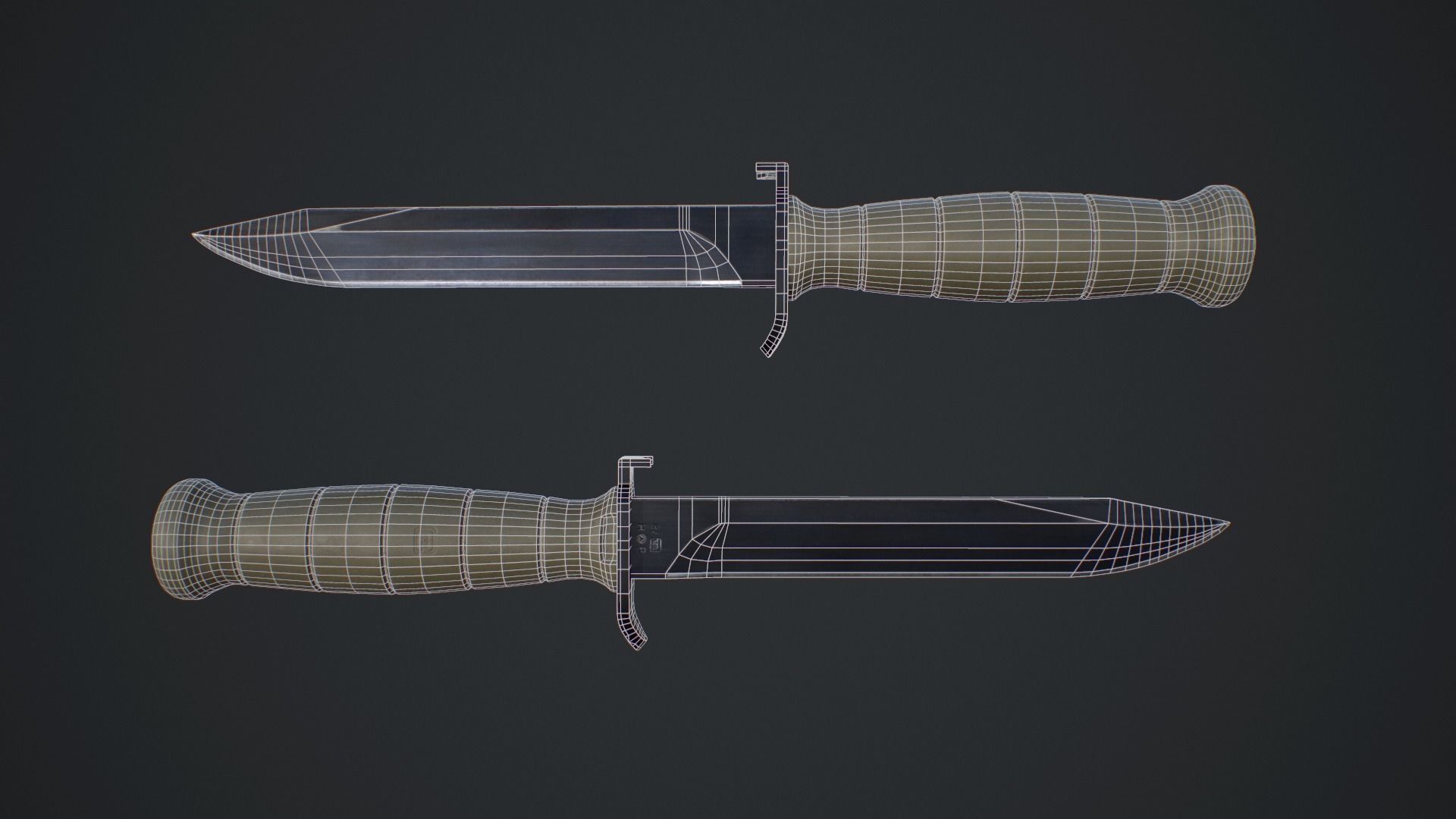 Glock Army Knife Low-poly 3D model_2