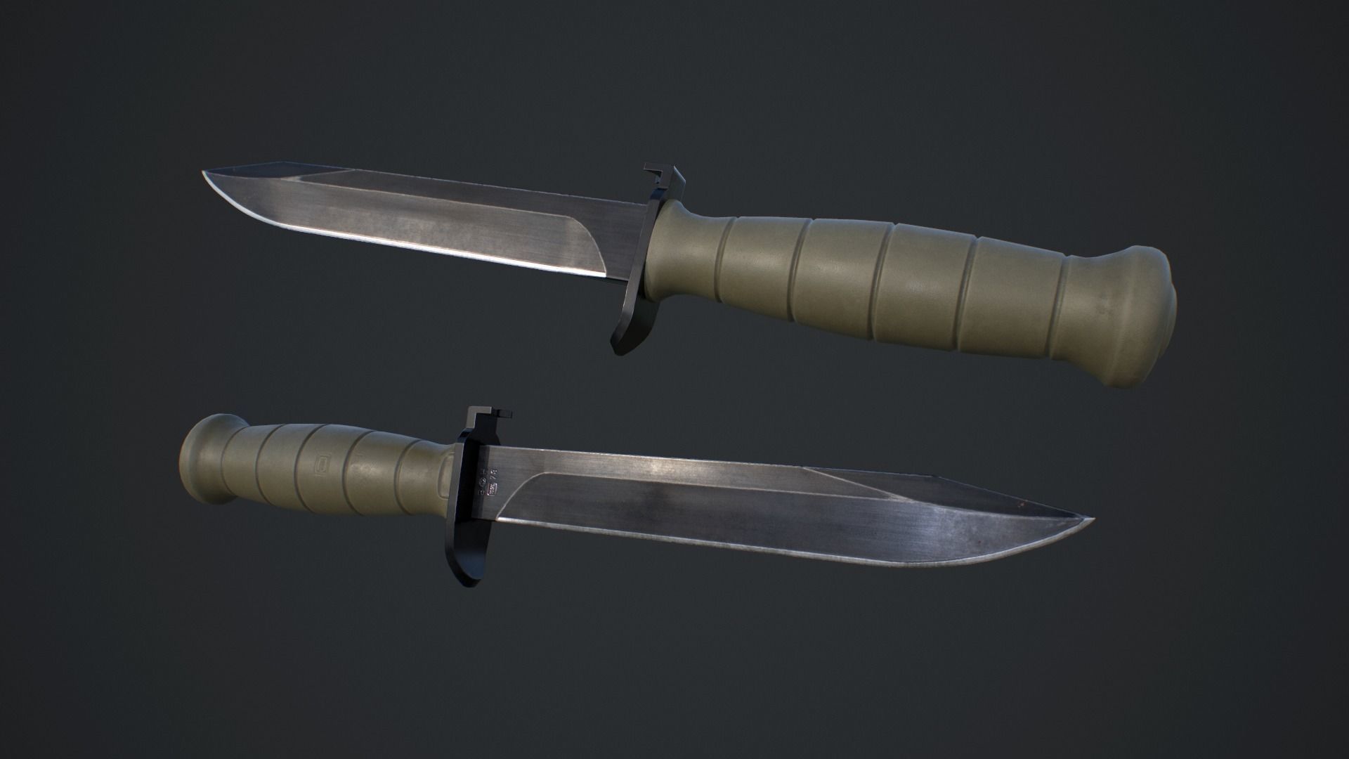 Glock Army Knife Low-poly 3D model_1