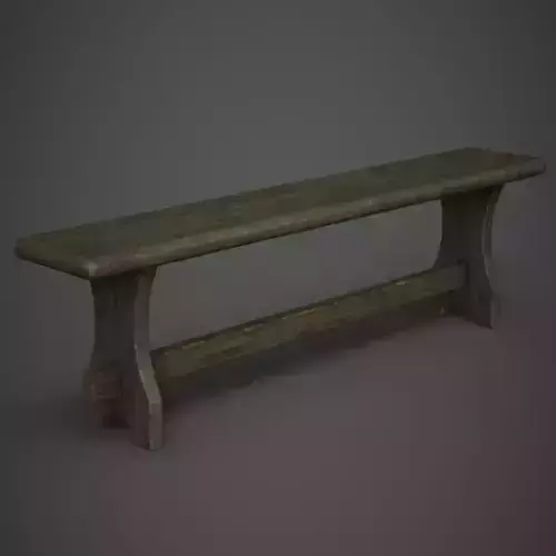Wooden Bench Low-poly 3D model