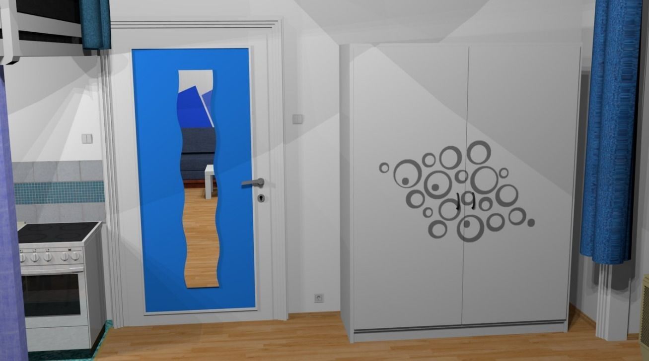 Gallery apartment with stairs Low-poly 3D model_6