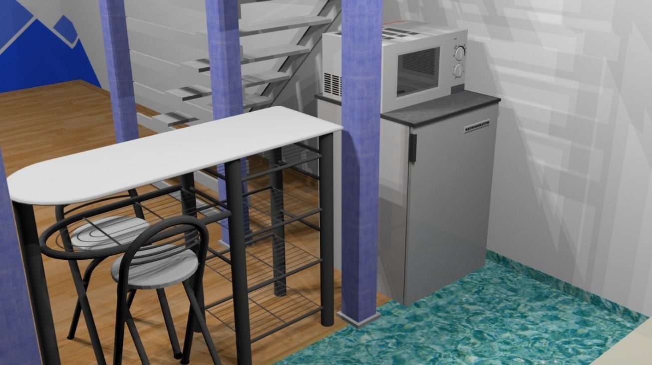 Gallery apartment with stairs Low-poly 3D model_10