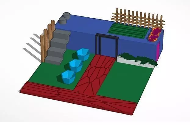 Shipping Container Home with Rooftop Garden 3D print model_0