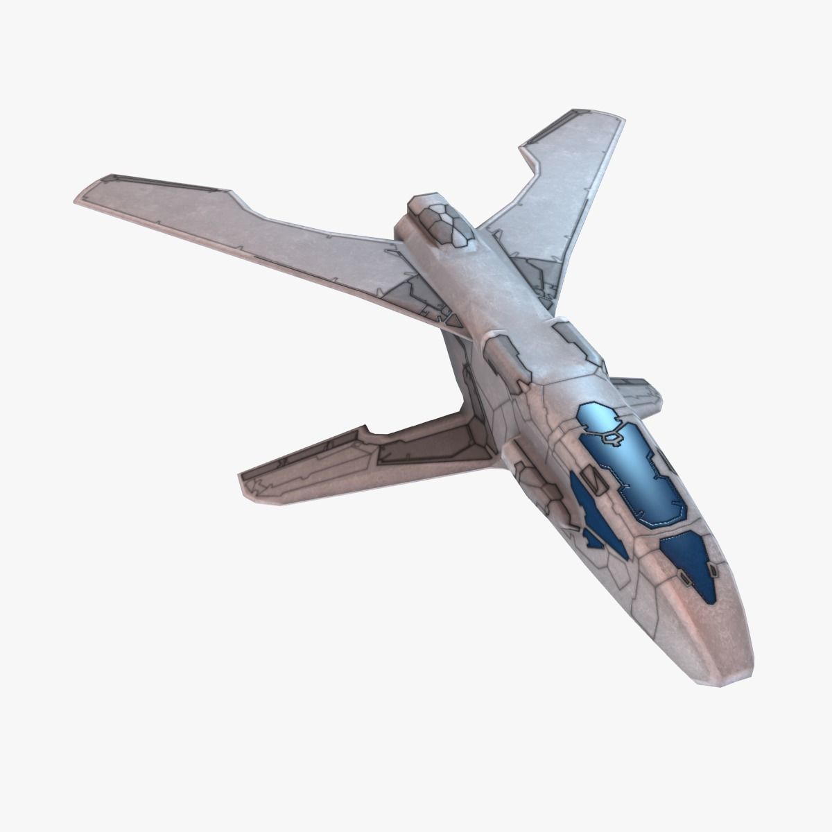 Winged Spaceship Low-poly 3D model_3
