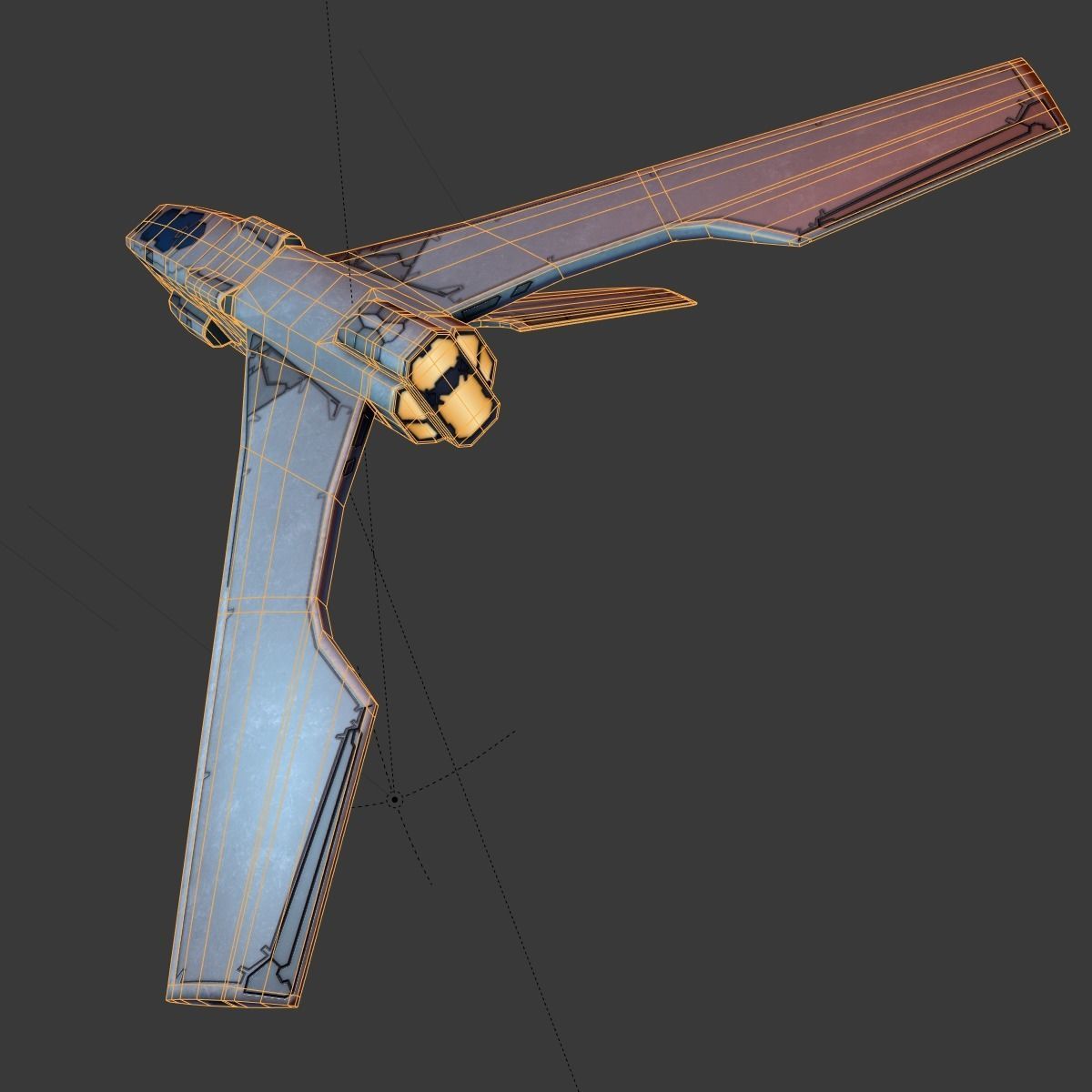 Winged Spaceship Low-poly 3D model_14