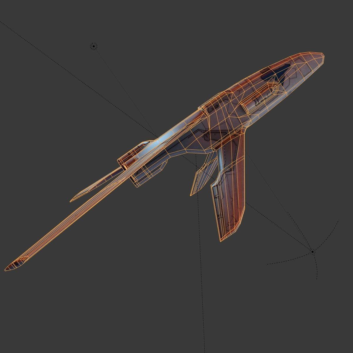 Winged Spaceship Low-poly 3D model_9