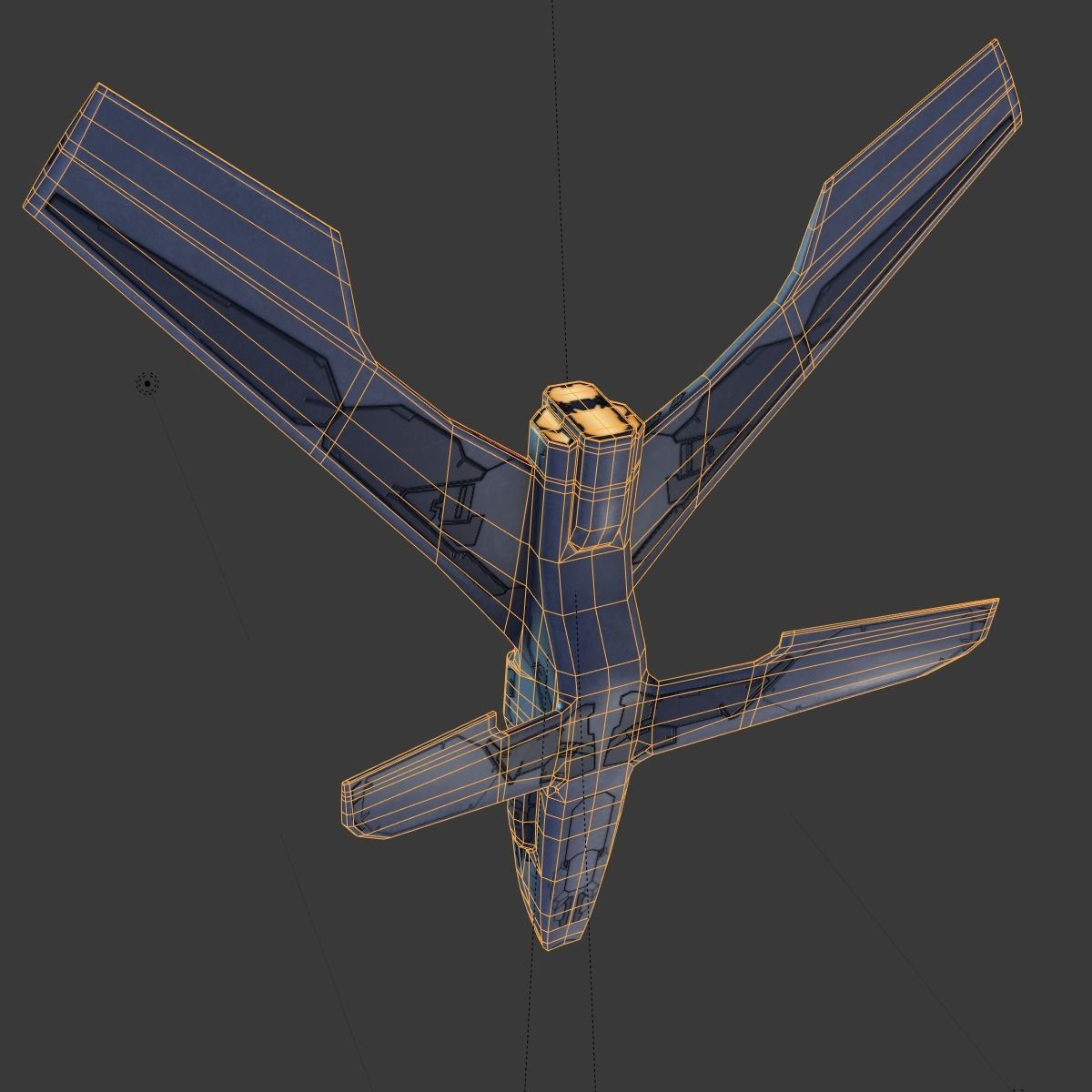 Winged Spaceship Low-poly 3D model_11
