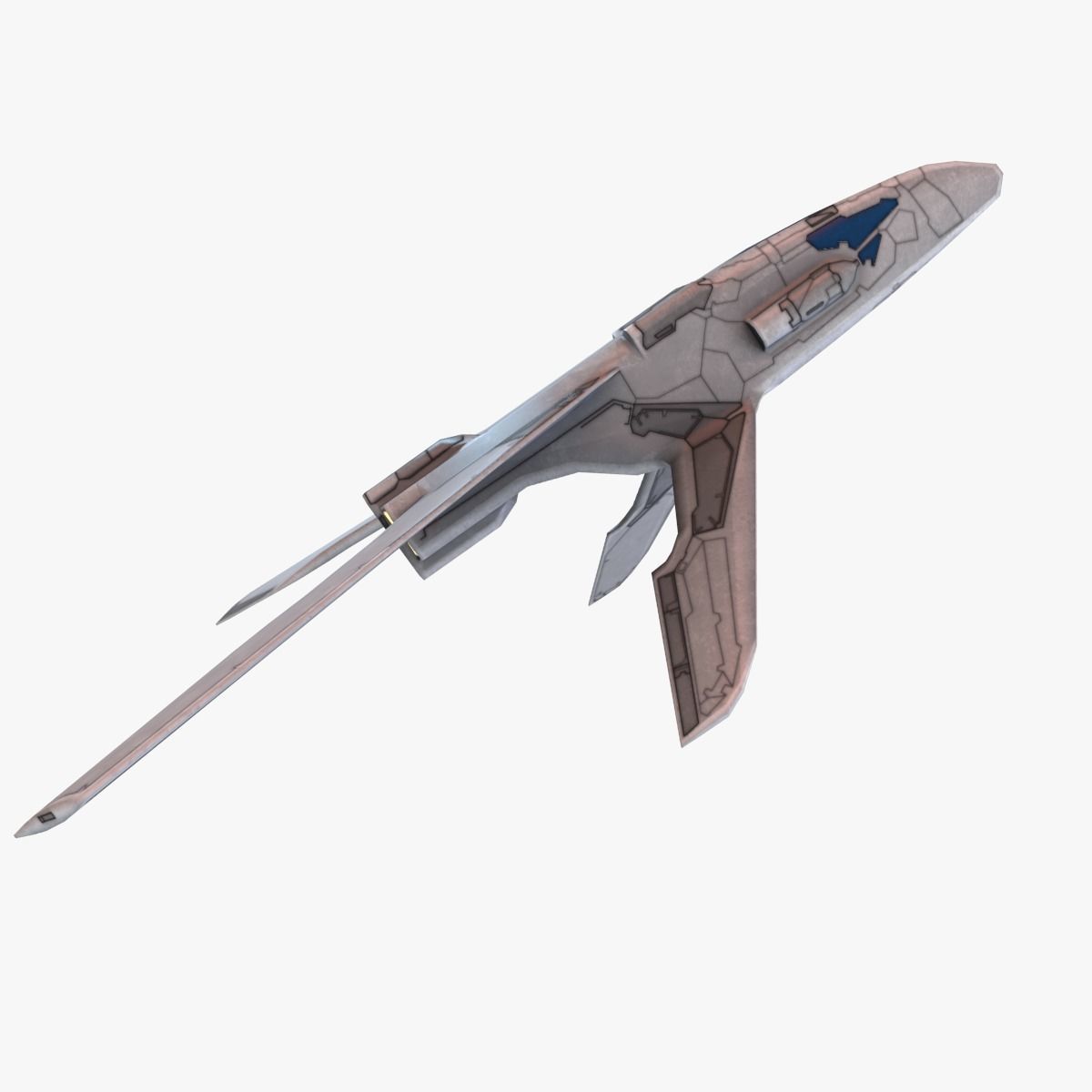 Winged Spaceship Low-poly 3D model_2