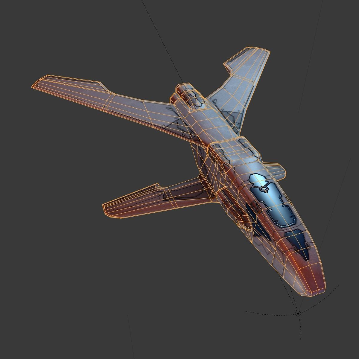 Winged Spaceship Low-poly 3D model_10