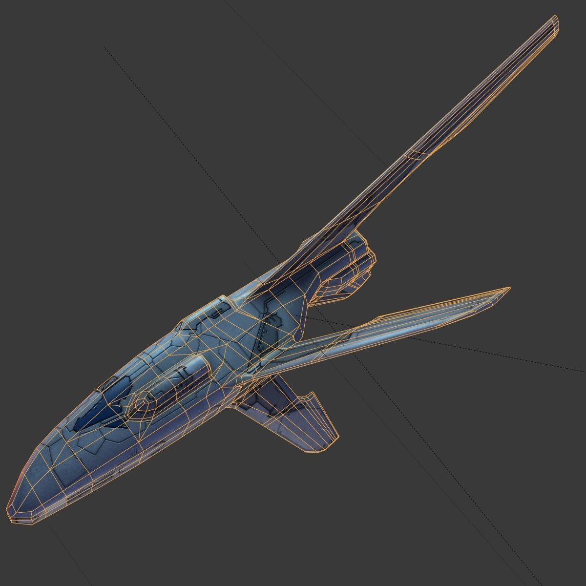 Winged Spaceship Low-poly 3D model_13