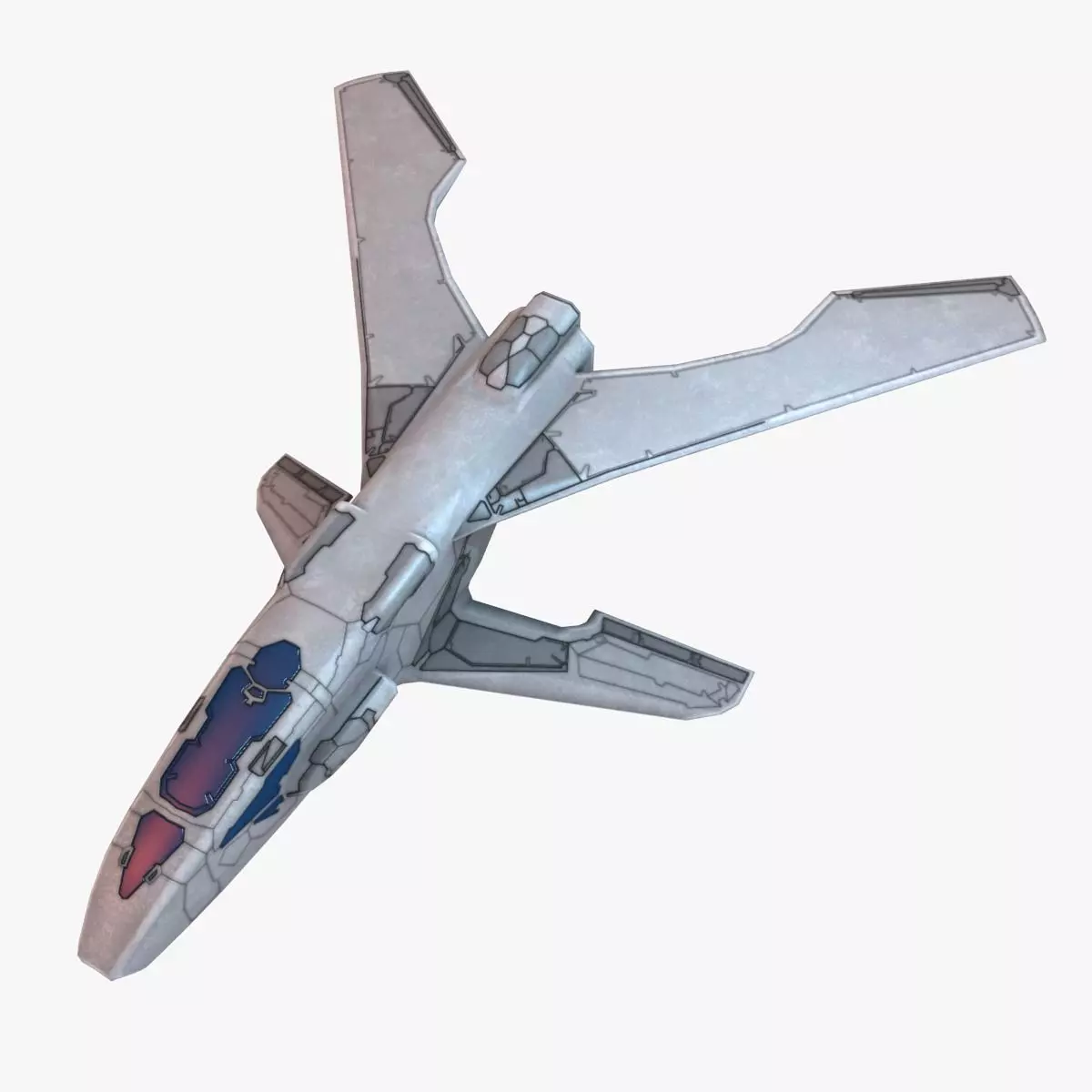 Winged Spaceship Low-poly 3D model_0