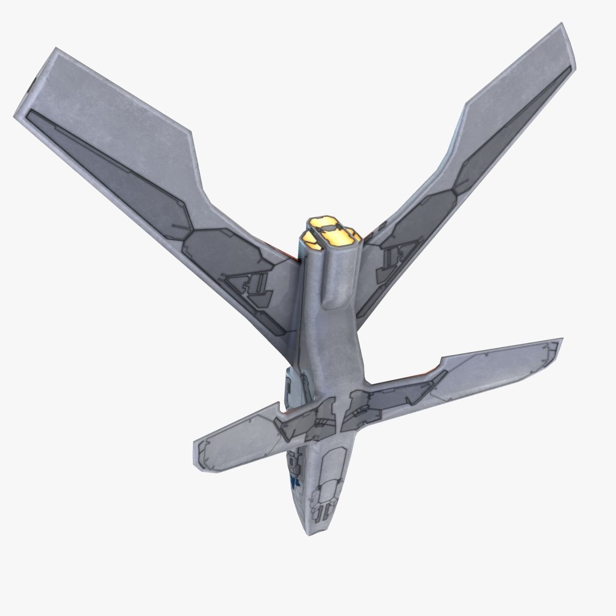 Winged Spaceship Low-poly 3D model_6