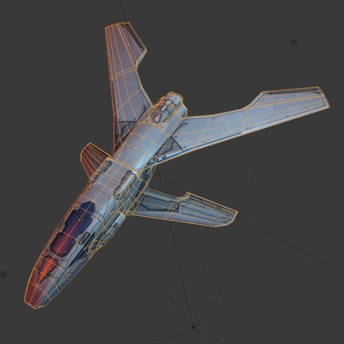 Winged Spaceship Low-poly 3D model_7
