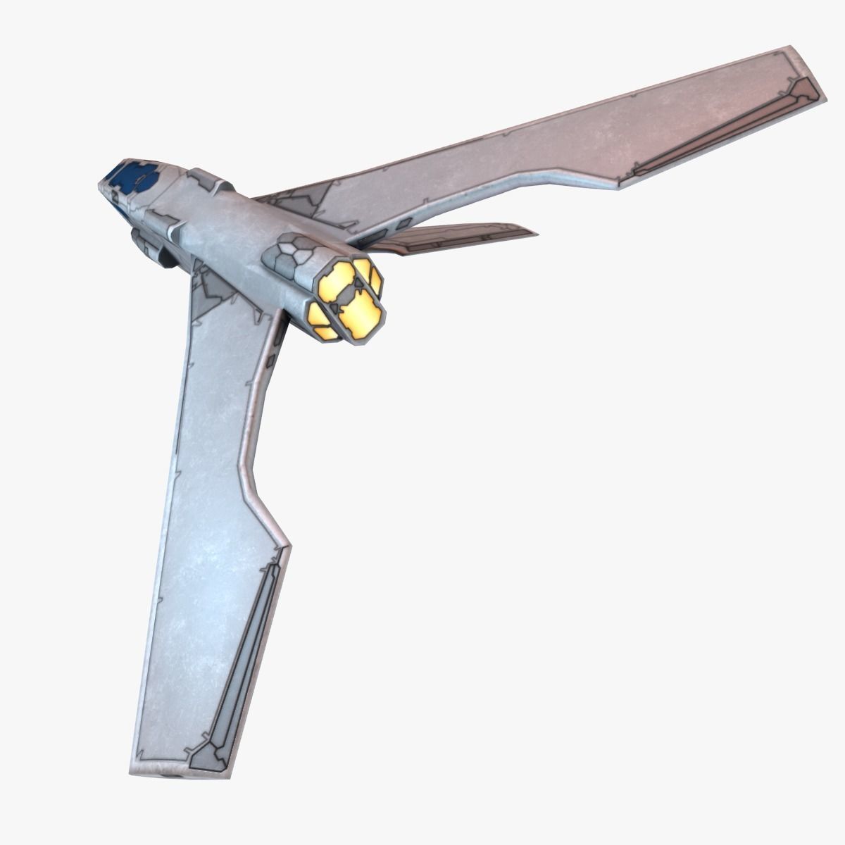 Winged Spaceship Low-poly 3D model_5