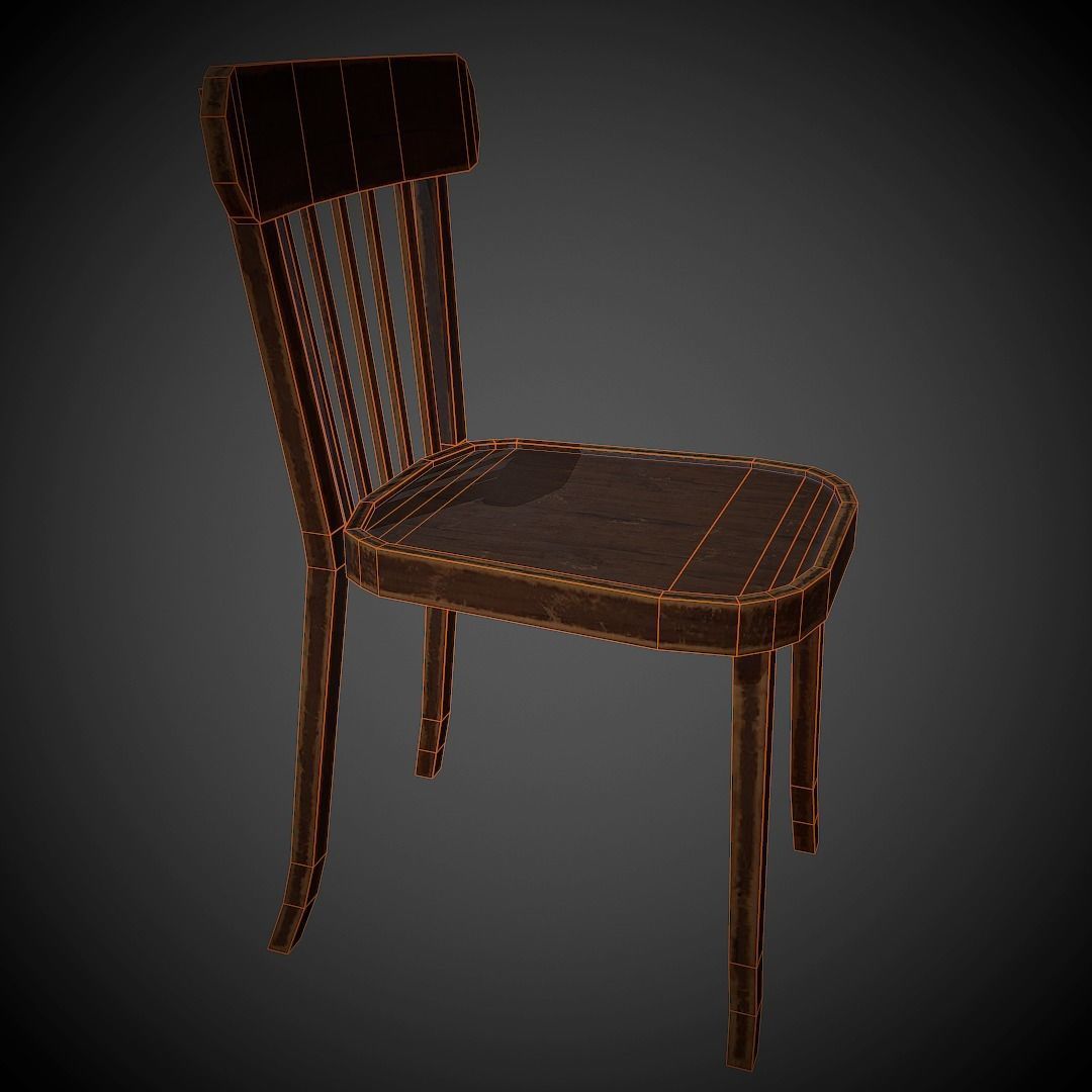 USSR Chair PBR Low Poly Low-poly 3D model_4