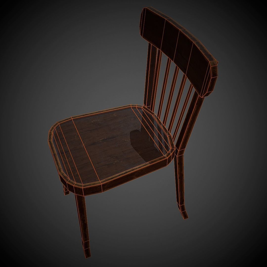 USSR Chair PBR Low Poly Low-poly 3D model_6