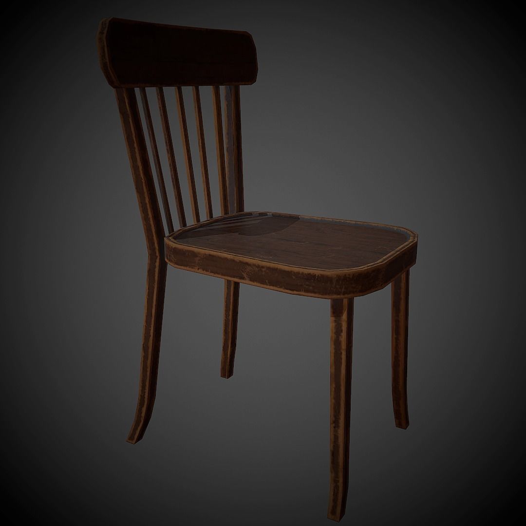 USSR Chair PBR Low Poly Low-poly 3D model_3