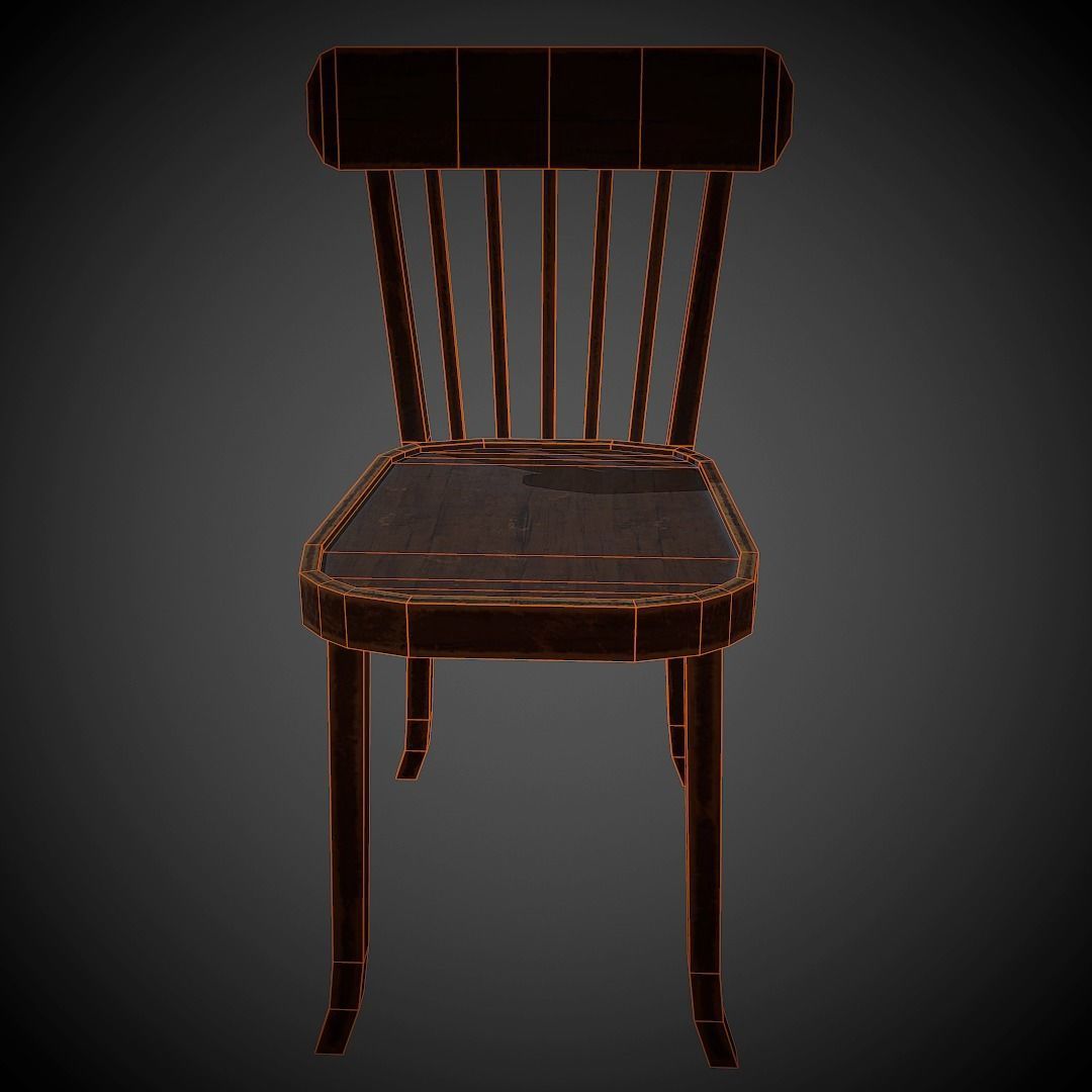 USSR Chair PBR Low Poly Low-poly 3D model_7
