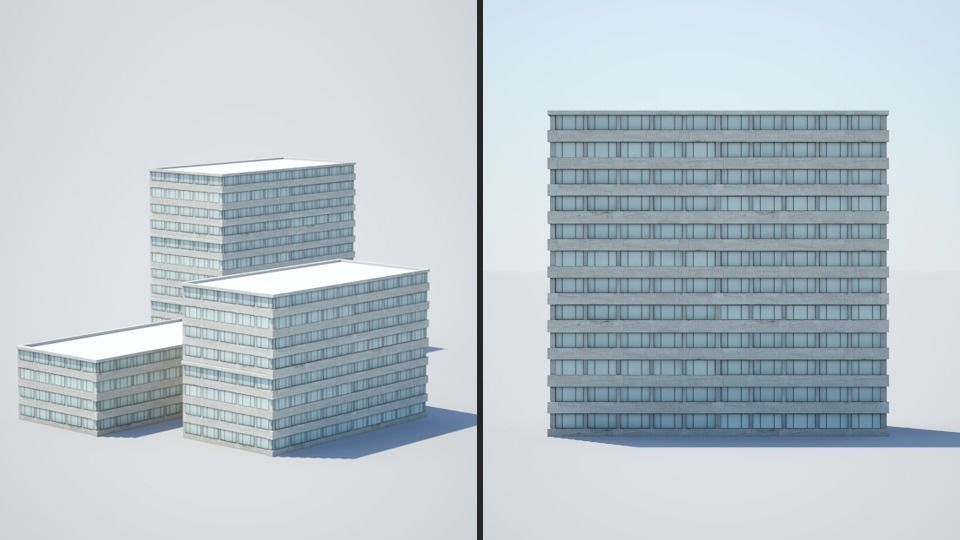 Low poly city with tall buildings Low-poly 3D model_98