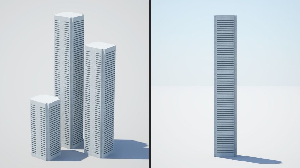 Low poly city with tall buildings Low-poly 3D model_86
