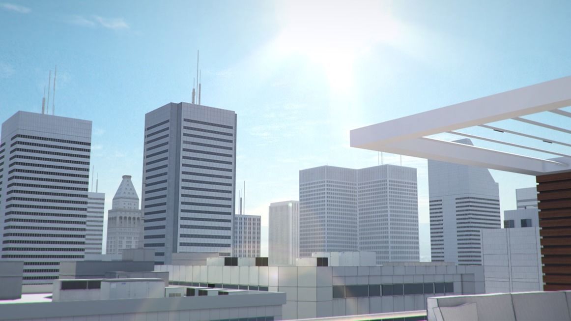 Low poly city with tall buildings Low-poly 3D model_37