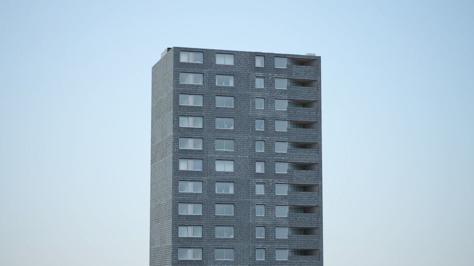 Low poly city with tall buildings Low-poly 3D model_69