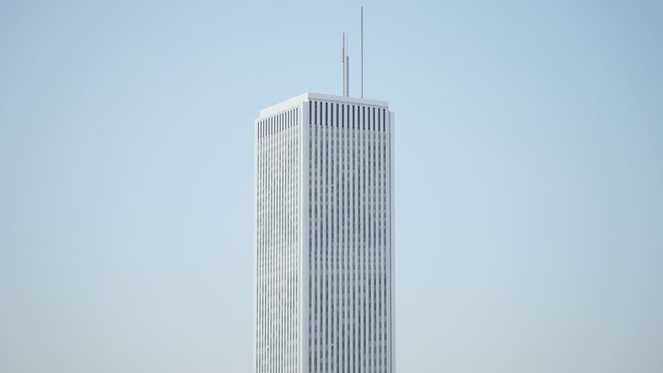 Low poly city with tall buildings Low-poly 3D model_57