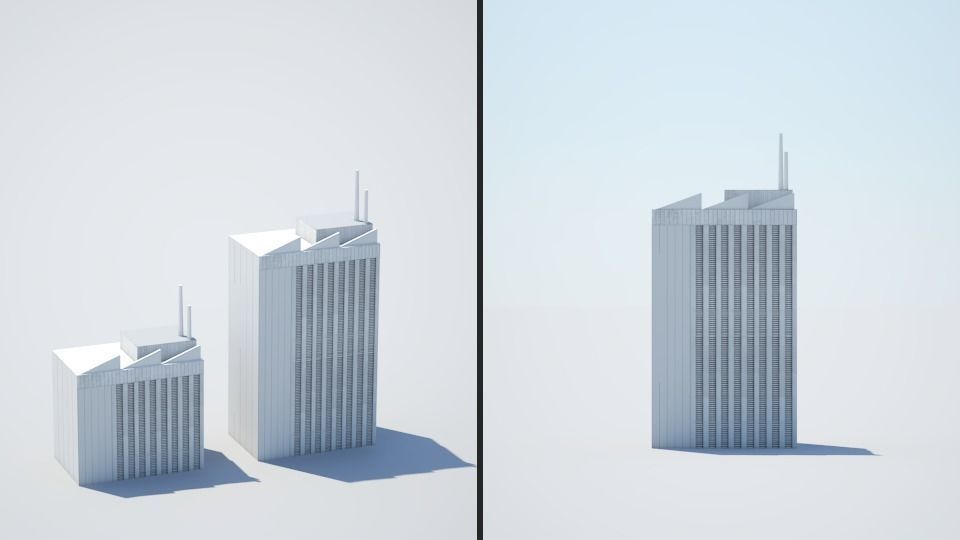 Low poly city with tall buildings Low-poly 3D model_116