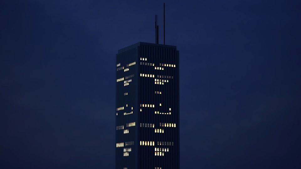 Low poly city with tall buildings Low-poly 3D model_58