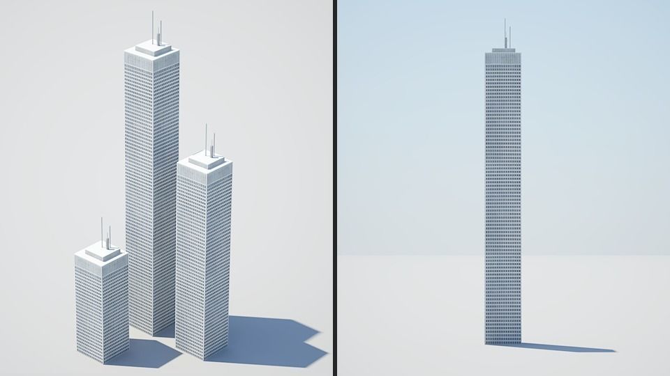 Low poly city with tall buildings Low-poly 3D model_95
