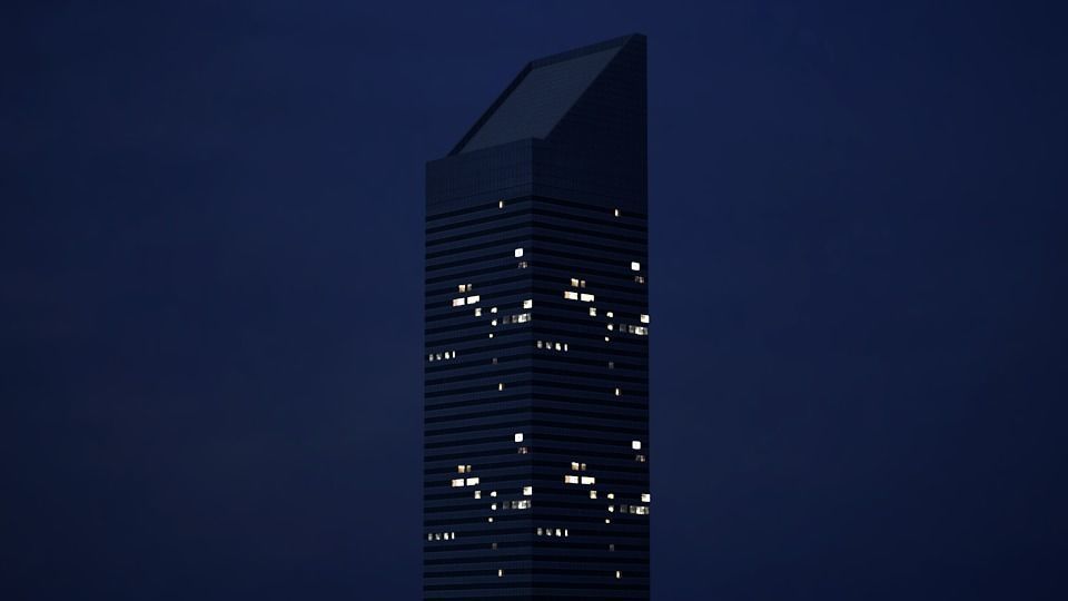 Low poly city with tall buildings Low-poly 3D model_61