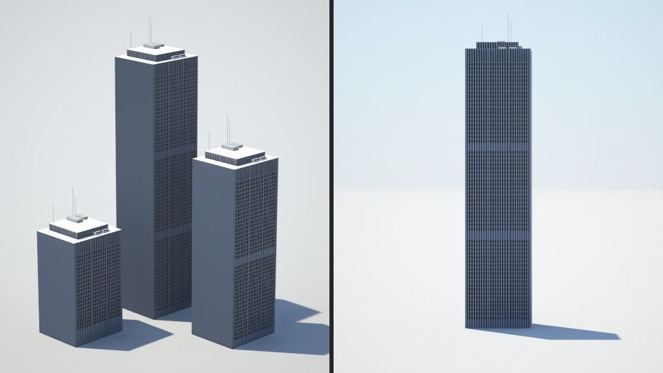 Low poly city with tall buildings Low-poly 3D model_104