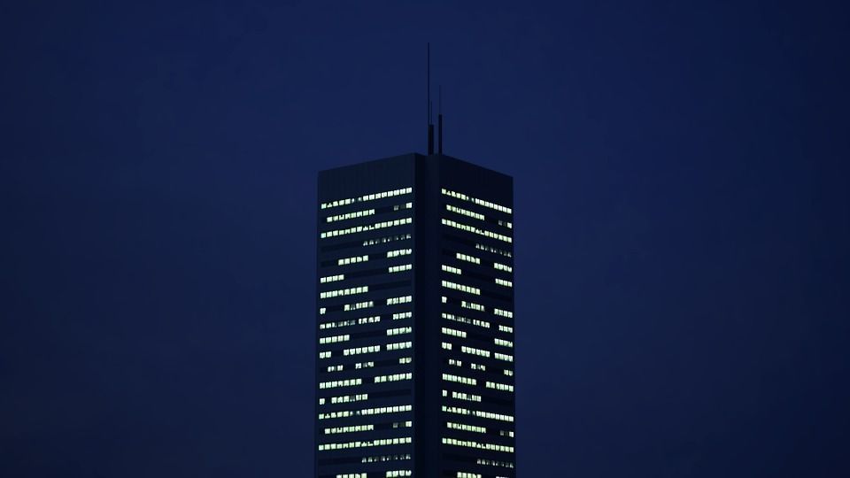 Low poly city with tall buildings Low-poly 3D model_79