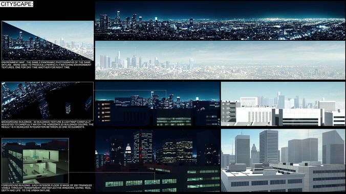 Low poly city with tall buildings Low-poly 3D model 4