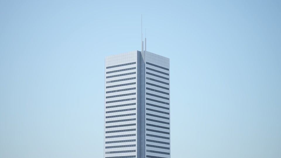 Low poly city with tall buildings Low-poly 3D model_78