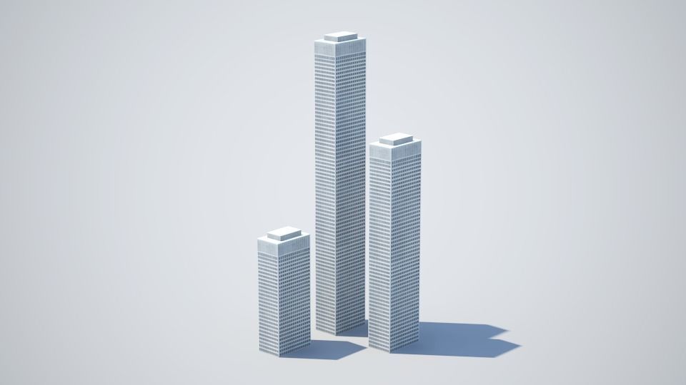 Low poly city with tall buildings Low-poly 3D model_83