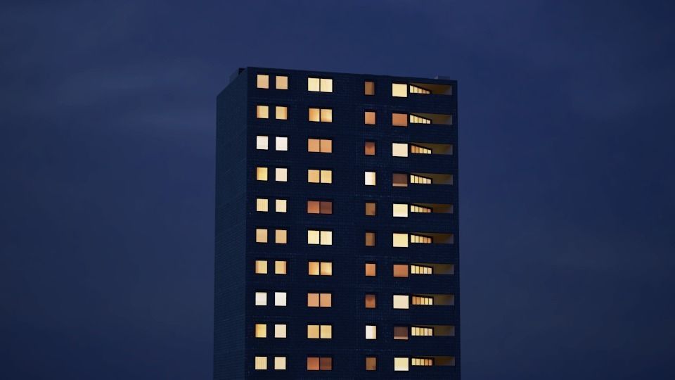 Low poly city with tall buildings Low-poly 3D model_70