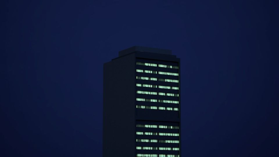 Low poly city with tall buildings Low-poly 3D model_103