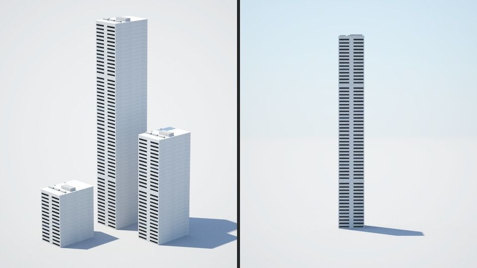 Low poly city with tall buildings Low-poly 3D model_125