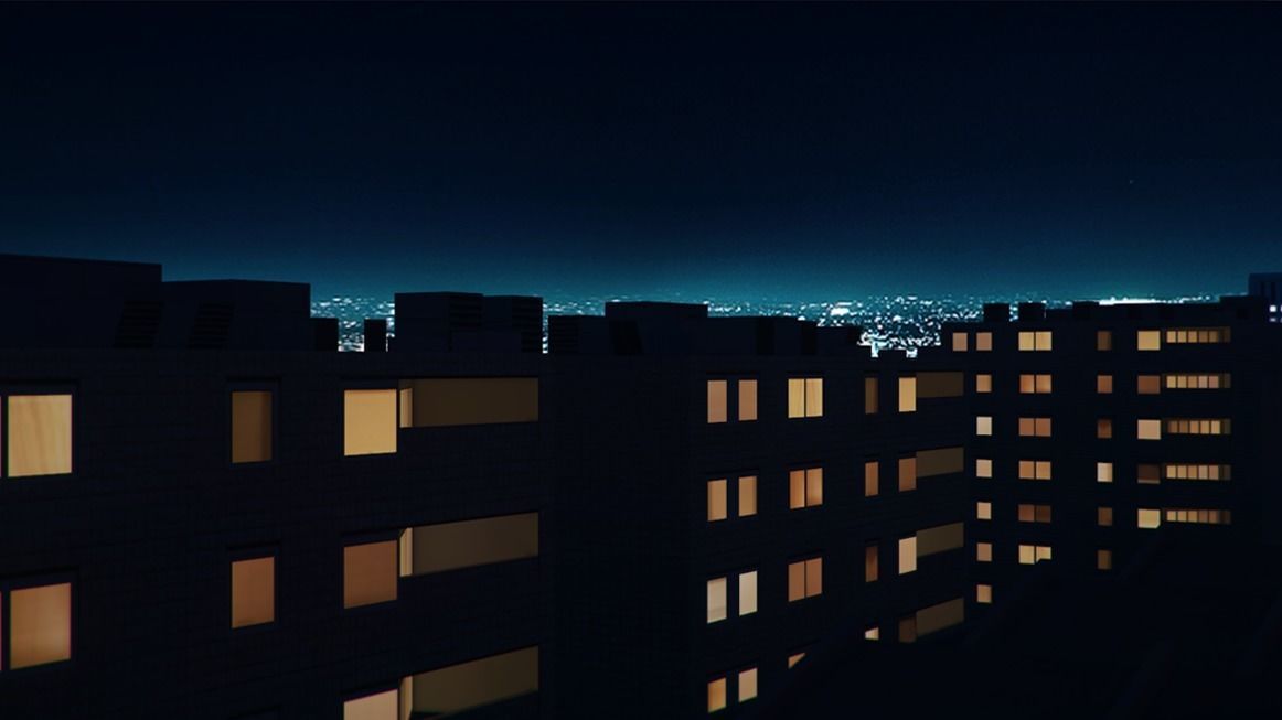 Low poly city with tall buildings Low-poly 3D model_10