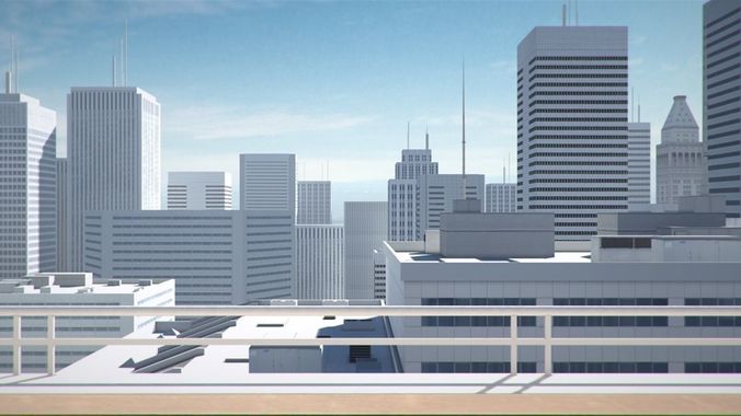 Low poly city with tall buildings Low-poly 3D model 7
