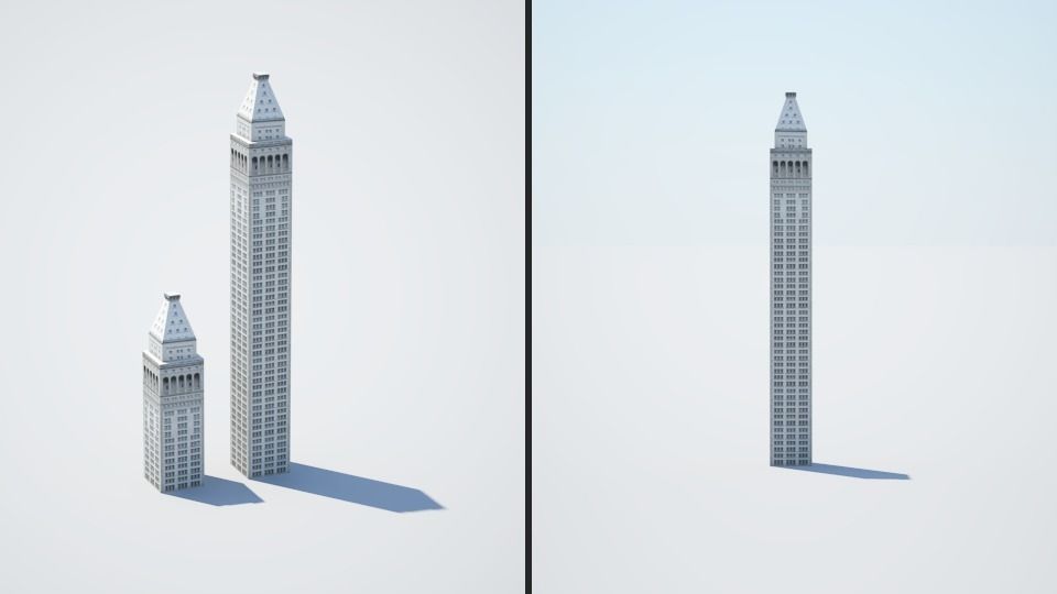 Low poly city with tall buildings Low-poly 3D model_62